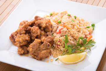 orange chicken with fried rice