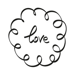 Hand lettering typography. Love me. Vector illustration black letters on white background