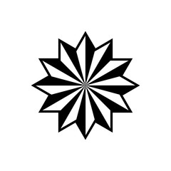 Icono plano estrella 12 puntas en color negro