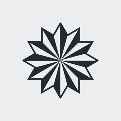 Icono plano estrella 12 puntas en fondo gris