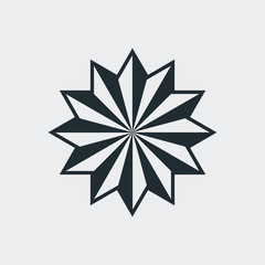 Icono plano estrella 12 puntas en fondo gris