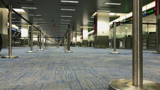 Empty immigration area of airport