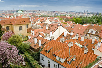 Fototapeta na wymiar Panoramic view of Prague - Czech capital.