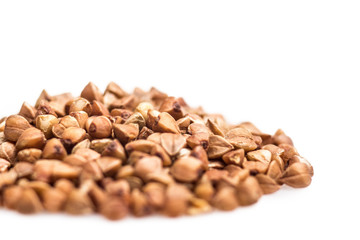 handful buckwheat, cereal grains, concept healthy food