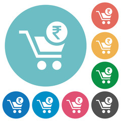 Checkout with Rupee cart flat round icons