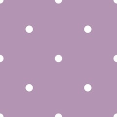 Tile vector pattern with white polka dots on pastel violet pink background