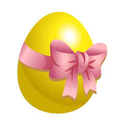 Yellow Easter egg with. Vector illustration isolated on white background. Clipart for the holiday design and cards.