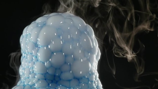 Foam with steam made of dry ice