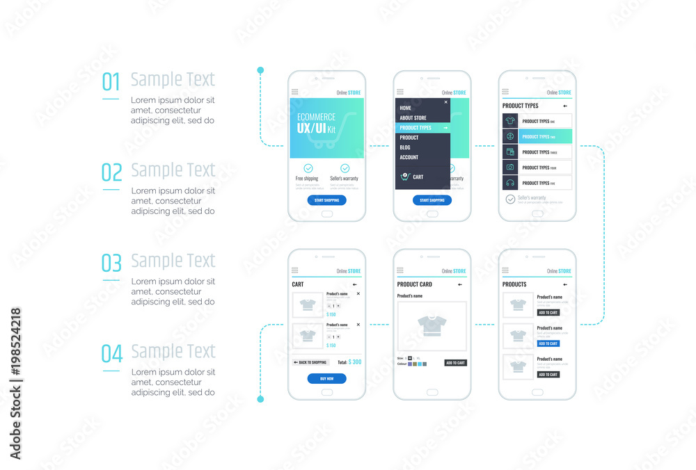 Poster infographics. mobile application interface. ux ui kit with text and numbers. interface design for e-