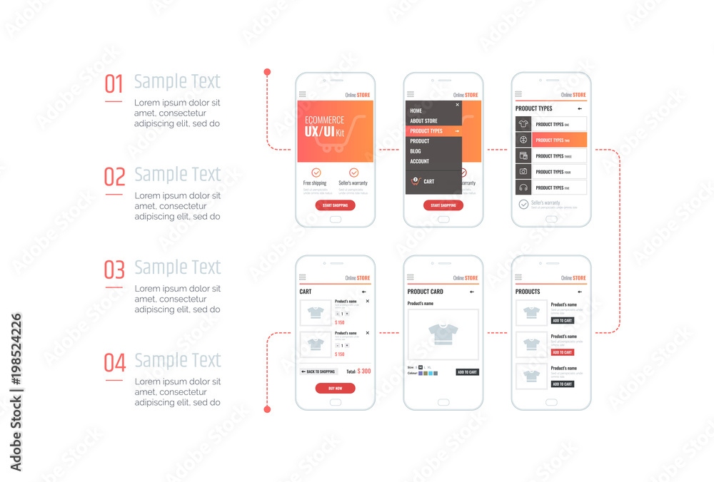 Poster infographics. mobile application interface. ux ui kit with text and numbers. interface design for e-