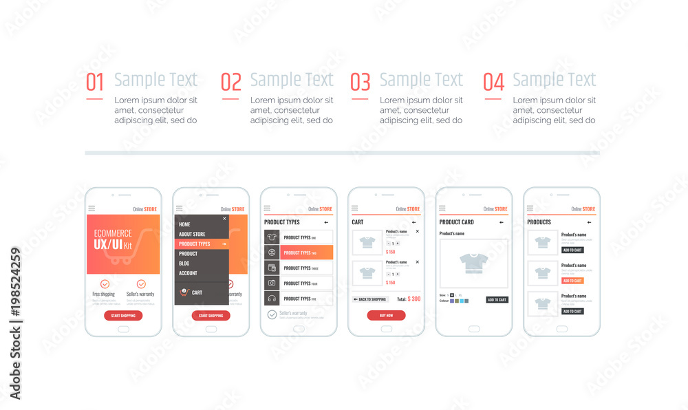 Poster infographics. mobile application interface. ux ui kit with text and numbers. interface design for e-