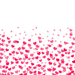 Abstract background with falling red hearts. Vector.