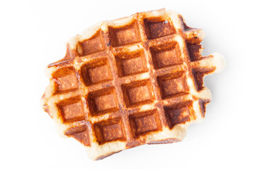 Belgian waffles on white background