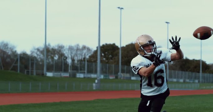 American football players in stadium during game