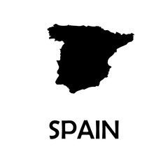 Vector map Spain. Isolated vector Illustration. Black on White background. EPS Illustration.