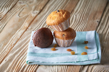 Fresh homemade delicious carrot muffins with dried fruits and nuts