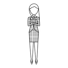 sketch of avatar businesswoman standing over white background, vector illustration