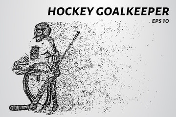 Naklejka premium Hockey from the particles. The goalkeeper consists of circles and points. Vector illustration.