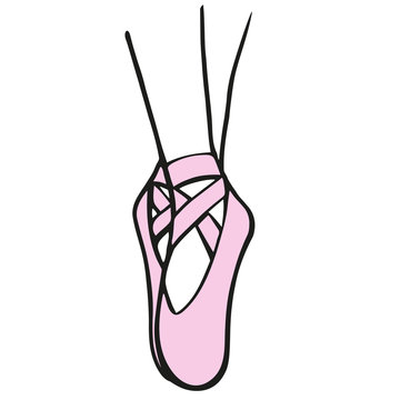 Pink pointe shoes, hand-drawing vector illustration sketch,Ballerina feet