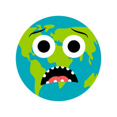 Fototapeta premium Sad earth emote. Earth day