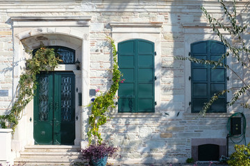 Fototapeta na wymiar Colourful vintage door and window