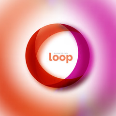 Loop circle business icon, created with glass transparent color shapes