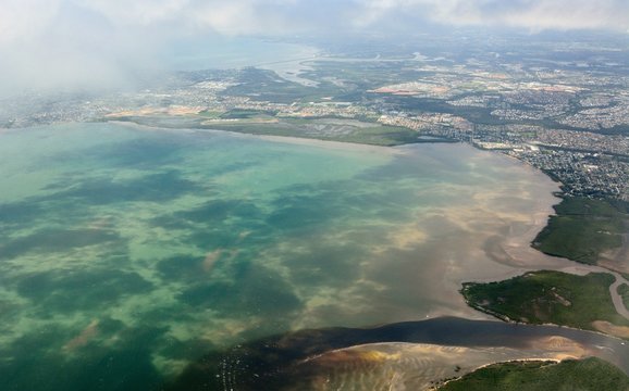 Aerial view of Deception Bay in Queensland.