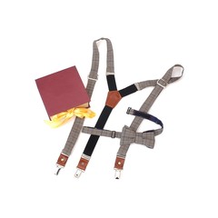 Bow tie and braces of tartan isolated on white background