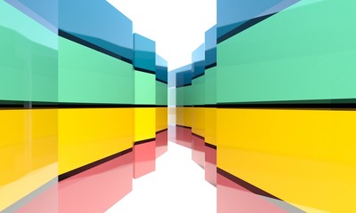 Colorful corridor architecture 3D render