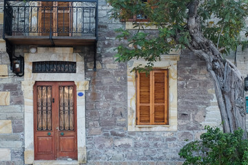 Colourful vintage door and window