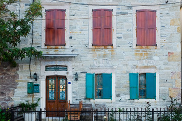 Fototapeta na wymiar Colourful vintage door and window