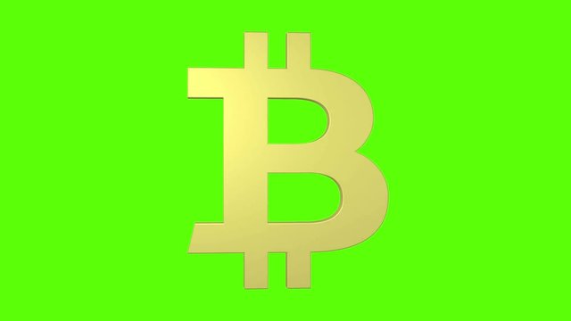 bitcoin cryptocurrency icon logo 3d rotating loop green screen