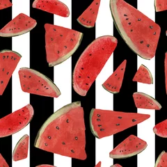 Fotobehang Aquarel fruit Watermeloen aquarel patroon