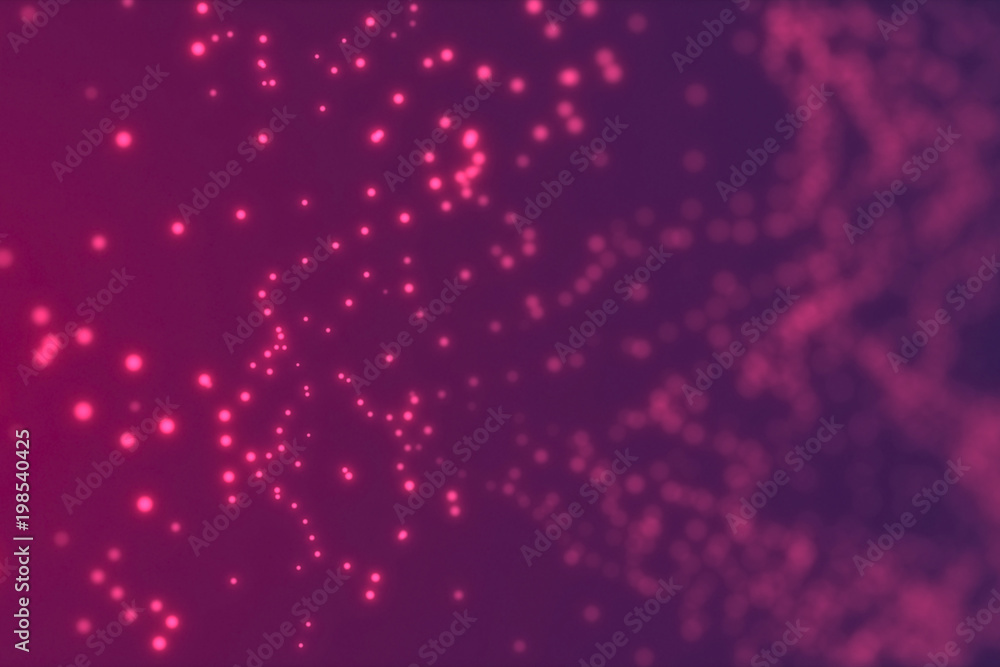 Poster abstract violet cg wave texture with glowing defocused particles. cyber or technology digital landsc