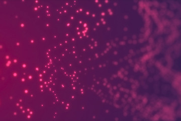Abstract violet cg wave texture with glowing defocused particles. Cyber or technology digital landscape background. 3d rendering