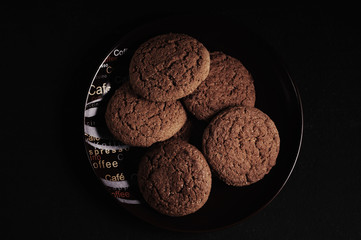 oatmeal cookies black table plate