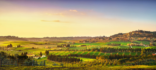 Fototapeta premium Casale Marittimo village, vineyards and landscape in Maremma. Tuscany, Italy.
