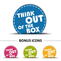 Think Out Of The Box Web Button - Colorful Vector Illustration - Isolated On White Background