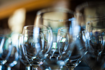 Wine Glasses in a Restaurant