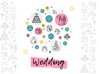 Wedding Line Icons Concept