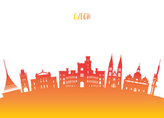 Fototapeta premium czech Landmark Global Travel And Journey paper background. Vector Design Template.used for your advertisement, book, banner, template, travel business or presentation.