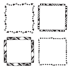 Hand drawn geometric frames. Vector decorative backgrounds.