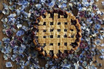 Blueberry Pie on Flower Petals