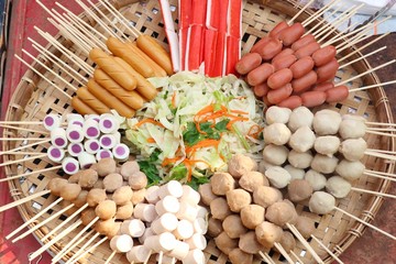 steamed meatballs at street food