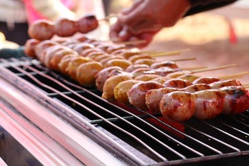 BBQ sausages at street food