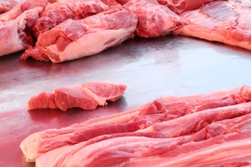fresh pork at market