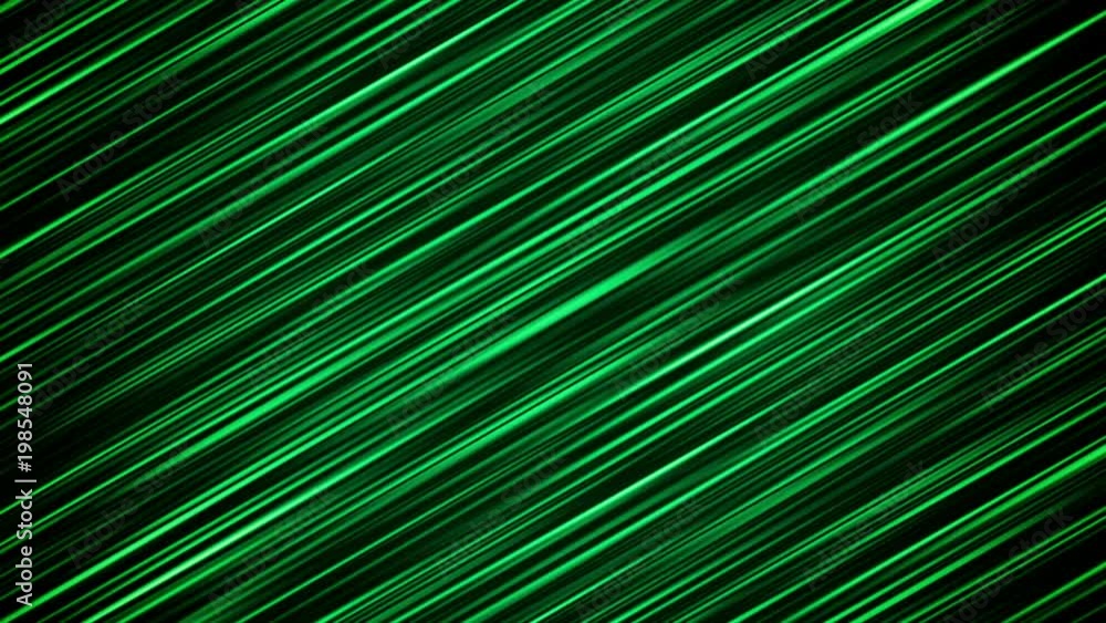 Poster an artistic 3d rendering of oblique green rays shining in the black background in a soft focus way. 
