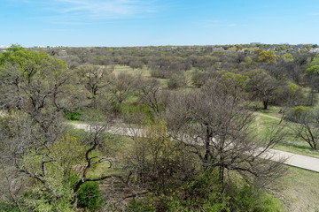 View from the observation tower on the city park on a sunny spring afternoon in Dallas