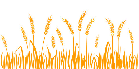 Ears of wheat horizontal border seamless pattern