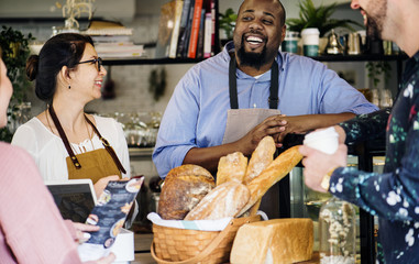 Customer ordering pasrty at counter